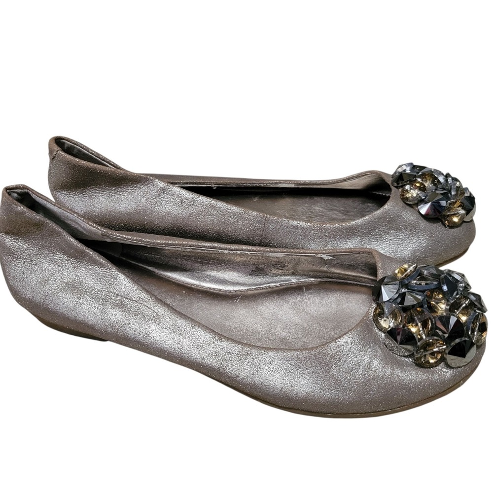 Antonio Melani Ballet Flats Women 6.5M‎ Bronze Round Toe Jeweled Rubber Sole